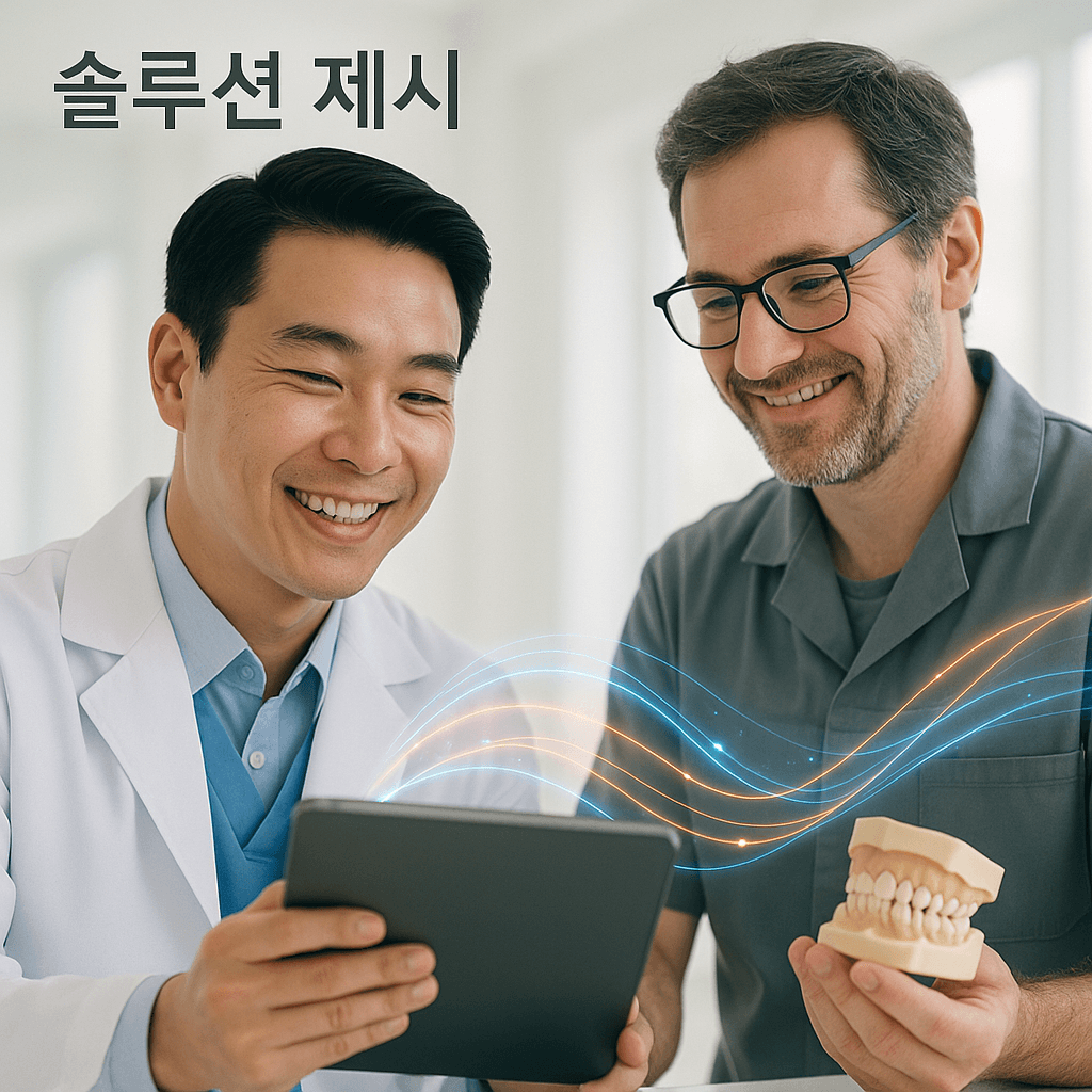 디지털 협업을 통해 문제를 해결하는 긍정적 이미지
